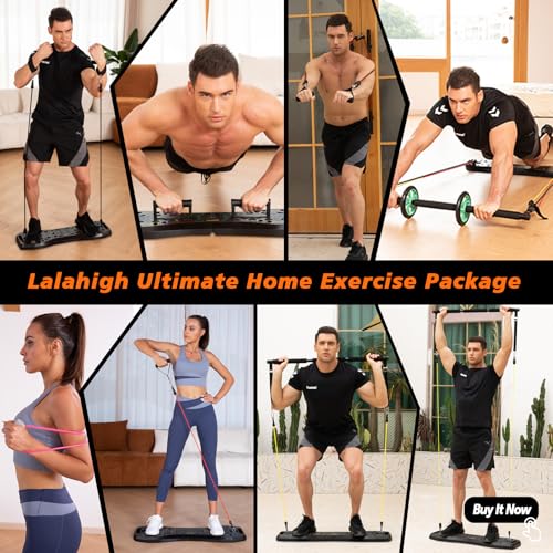 Push Up Board,36 in 1 Home Gym Equipment with Ab Roller Wheel & Resistance Bands, Portable Foldable Workout Board for Full Body Strength Training Men Women,Gift for Boyfriend