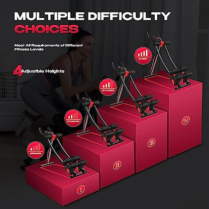 BODY RHYTHM Dual-track Ab Workout Machine with 4 Adjustable Heights, Foldable Core & Abdominal Exercise Machine with 330lbs Weight Capacity, Total Ab Workout Equipment for Home Gym, Ab Women Exercise Fitness Trainer.