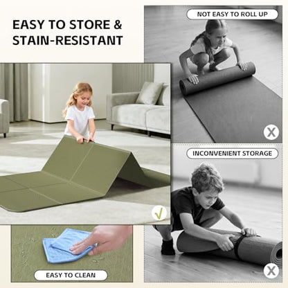 LVME Foldable Yoga Mat for Travel – 75"x31.5" | Large POE Exercise Mat with Storage Pouch,Fits Suitcase & Backpack,Ultra-Portable,6mm Non-Slip for Yoga,Pilates,Outdoor