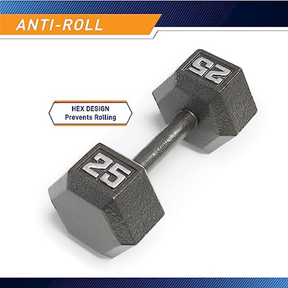 Marcy Cast Iron Hex Dumbbells Collection - Available size from 3-lb to 100-lb, SOLD INDIVIDUALLY - style: 25lbs