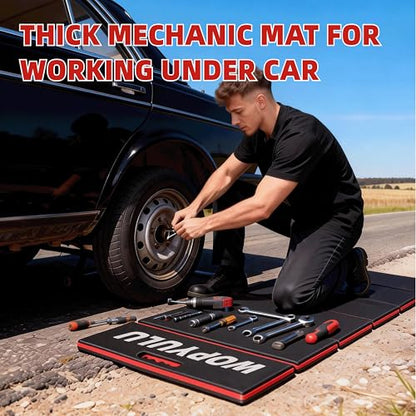 1.2" Thick Mechanic Mat for Working Under Car, 5 Fold Kneeling Pad for Work, Waterproof EVA Utility Mats Mechanic Floor Mat for Garage, Gardening, Camping, Home Gym, Knees Protection