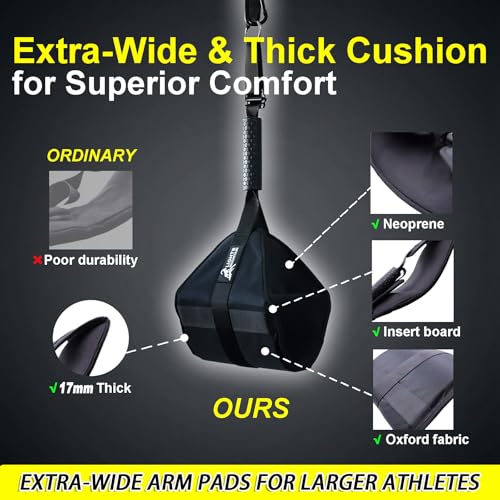 Heavy-Duty Hanging Ab Straps for Pull-Up Bar, Support for Tall Athletes, Thick Padded Arm Cradle for Core Strength & Ab Training,Compatible with Pull-Up Bars & Cable Machines