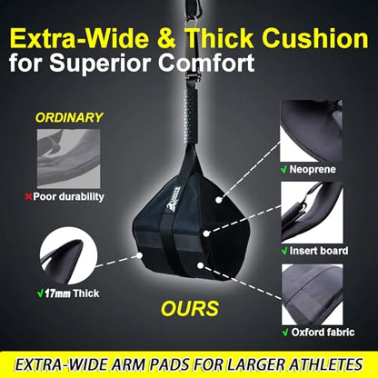 Heavy-Duty Hanging Ab Straps for Pull-Up Bar, Support for Tall Athletes, Thick Padded Arm Cradle for Core Strength & Ab Training,Compatible with Pull-Up Bars & Cable Machines