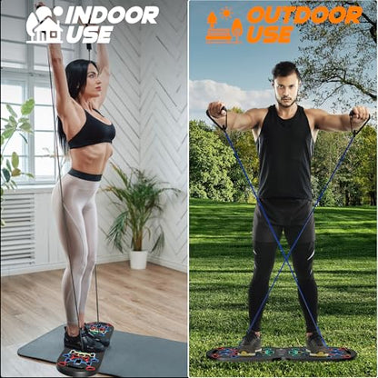 Push Up Board – Pushup Board Exercise Equipment with Resistance Bands, Pushup Handles – Fitness Equipment for Strength Training, Full-Body Workout – Foldable Push Up Board for Home, Gym