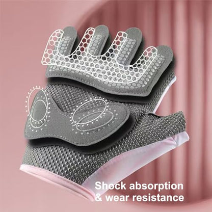 Breathable Weight Lifting Gloves& Weight Lifting Grips, Gloves - Fingerless with Full Palm Protection & Grip & Shock Absorption for Women & Men's Fitness Training（2PCS）