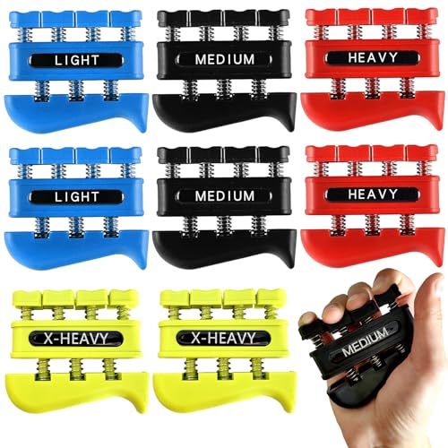 4 Weights Total 8 Piece Grip Strength Trainer Set,Hand Grip Finger Exerciser,Finger Strengthener,Work Fitness Musician Finger Relaxation