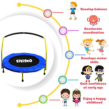 Toddler Trampoline with Handle - 36" Kids Trampoline with Handle - Mini Trampoline w/Sturdy Frame, Coil Spring, Safety Padded Cover -Heavy Duty Mini Trampoline Indoor Outdoor Toddler Trampoline