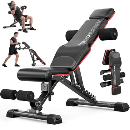 YOLEO 1100LB Adjustable Weight Bench with Bench Press Stand, Foldable Workout Bench with Extended Head/Elbow Pad(for Users up to 7')