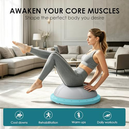 Half Balance Ball Trainer - Balance Ball Trainer with Resistance Bands and Foot Pump,Stability Ball for Exercise, Full-Body Workouts, Home Gym