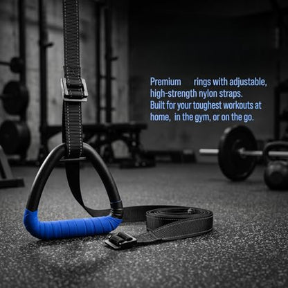 Gymnastic Rings, Gymnastic Rings Equipment, Pull-up Gymnastic Rings, Home Gymnastic Rings no-Punch bar Lanyard for Training Workouts - color: Blue