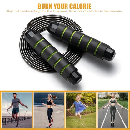 Adjustable Jump Ropes for Fitness, Tangle-Free Jumping Rope, Swivel Speed Skipping Rope with Comfortable Foam Handles, Steel Workout Jump Ropes for Women Men Home Gym Exercise & Slim Body