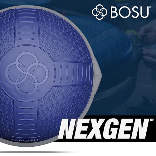 BOSU Nexgen Balance Trainer, Half-Ball Training Equipment, 65 cm Diameter, 300 lb Capacity - Burst-Resistant Stability Exercise Tool w/Non-Slip Base, Includes Hand Pump, Commercial-Grade - color: Future Dusk/Gray