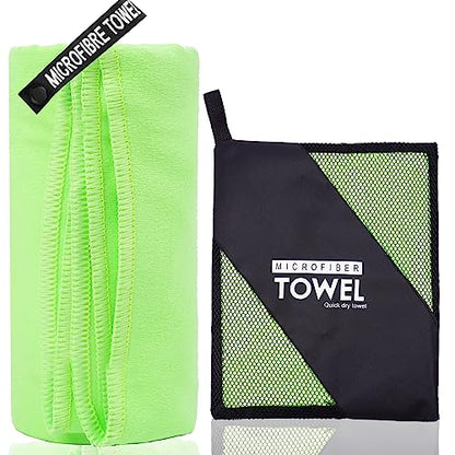 Microfiber Travel Towel, Quick Dry Camping & Gym Towel. Compact - color: Green, size: XXL:40"×72"