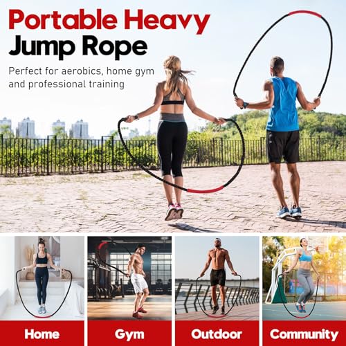 Weighted Jump Rope for Men and Women, 3lb 4lb 5lb Adult Heavy Skipping Rope, Jumprope for Fitness,Workout Equipment, Fitness Equipment for Home Gym Exercise,Improve Strength and Building Muscle - style: 3lb
