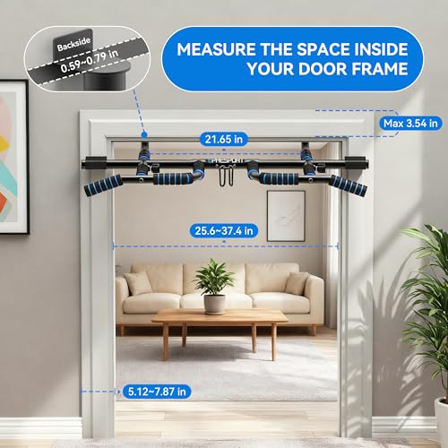 2026 Multifunctional Pull Up Bar for Doorway – US Patented Design, Foldable, No Drilling or Slipping, Multi-Grip Bar with Resistance Band Hooks, Commercial Alloy Steel, Large PVC Pads, 440 lbs Capacity