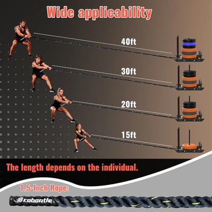 Weight Sled Pulling Rope 15FT/20FT/30FT/40FT/50FT, Trainer Physical Training Strength Rope for Workout Sled,Tire Pulling Workout,Football Exercise Equipment for Men and Women - size: 15FT