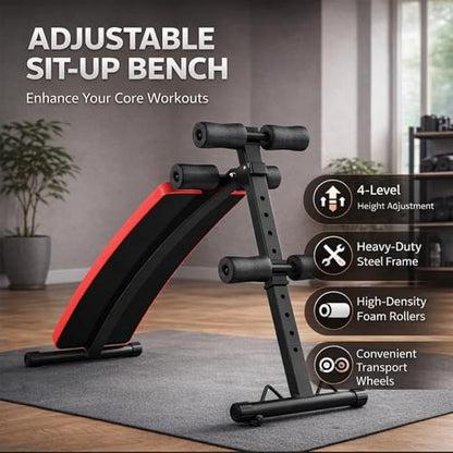 EZ-U Sit Up Exercise Equipment Sit Up Bench Adjustable Weight Bench Foldable Decline Ab Board 440LB Weight Capacity Heavy Duty Steel for Home Gym Core Workout Strength Training