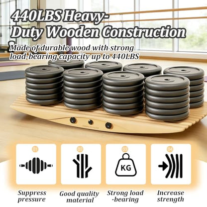 360° Wooden Wobble Balance Board for Standing Desk, 440LB Capacity 3D Anti-Fatigue Anti-Slip Rocker Board, Improve Focus & Core Strength, Surf Skate Ski Simulation for Home Office with Mat