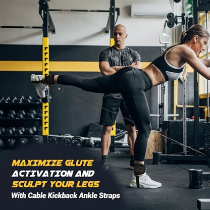 Ankle Straps for Dumbbell and Cable Machine, Dumbbell Foot Attachment with Longer Stronger Nylon Strap, Tibialis Trainer, Leg Extensions, Hamstring Curls for Women and Men - color: Black 1PC