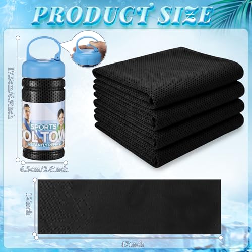 Honoson 10 Pcs Cooling Towels with Bottle, 47 x 12 in, Black - color: Black