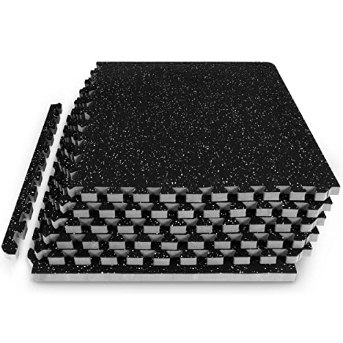 ProsourceFit Rubber Top Exercise Puzzle Mat ¾-inch, EVA Foam, Protective Interlocking Tiles for Home Gym Equipment and Workouts; Grey, 24 SQ FT, 6 Tiles - color: Grey, size: 6 Pack (24 SQ FT)