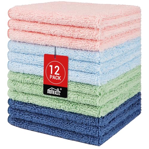 HOMEXCEL Wash Cloths, Quick Drying Face Towel for Showering, Super Absorbent Washcloths for Body Face, All-Occasion for Bathroom Gym Spa Travel, Pink/Light Blue/Green/Navy Blue - color: Multicolor, size: 12 x 12 inch