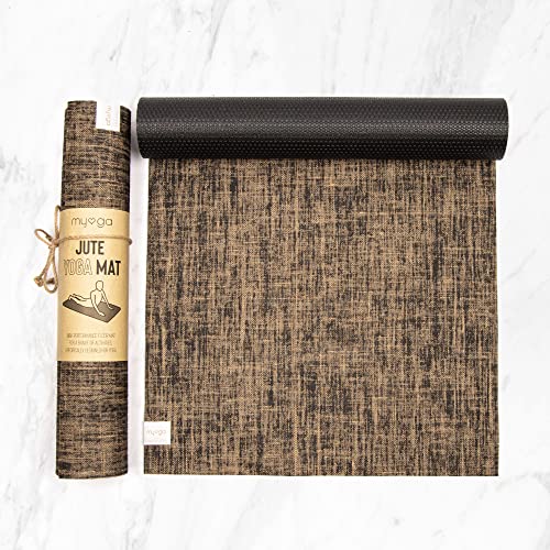 Myga Jute Yoga Mat, High Performance Vegan Floor Exercise Mat, Eco Friendly Biodegradable Yoga Mat with PVC Backing,72" x 24", 0.2" Thickness