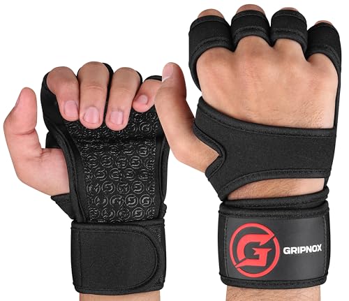 Ventilated Weight Lifting Gloves for Men & Women with Wrist Wrap Support – Padded Fingerless Gym Workout Gloves with Non-Slip Grip for Fitness, Weightlifting & Cross Training