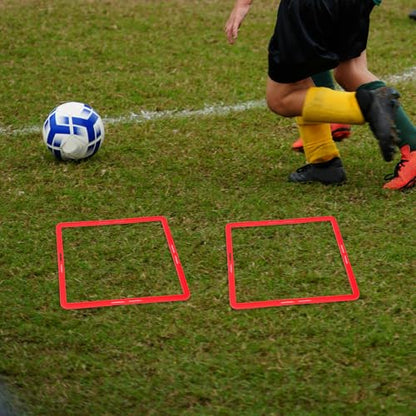 Abaodam 6 Pcs Agility Rings, Square Agility Training Equipment for Soccer Football Speed Footwork, Rings Set for Outdoor Workout Exercise, Red