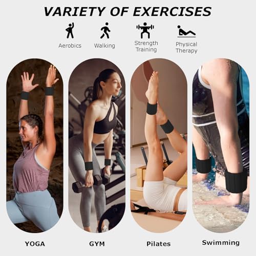 Magnetic Wrist Ankle Weights – Adjustable Ankle and Wrist Weights for Women & Men – 2 Pack (1LB Each) Stackable Magnetic Silicone Arm Bands Non-Slip, Waterproof, Easy Wear – Ideal for Pilates, Yoga, Running & Walking - color: Black