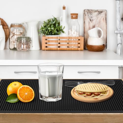 Extra Large (28 inch by 16 inch) Thick Rubber Service Bar Mat for Home Kitchen Counter Mat, Bartender Bar Mat, Dish Drying Mat, 2 Packs Black - size: 28 x 16 inches (2 Packs, Black)