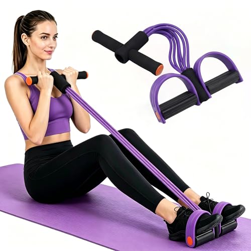 Upgraded Durable 6-Tube Pedal Resistance Strap with Handle, Natural Rubber Fitness Resistance Strap, Multifunctional Fitness Strap, Suitable for Abdominal, Waist, arm, and Leg Shaping Training