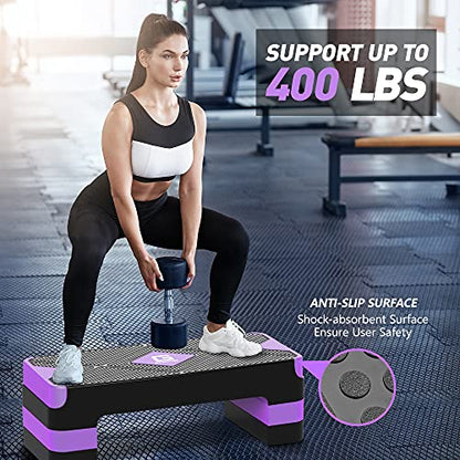 GYMMAGE Aerobic Exercise Step, Adjustable Height, - color: Purple