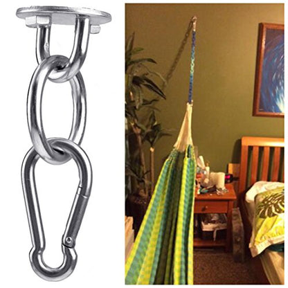 Hammock Hanging Hook Kit, Load Capacity 1400 lb, Stainless Steel Round Mount Pads, Spring Snap Hooks, Lag Screws Set for Hammock Yoga Swing Chair Punching Bag Indoor Outdoor Relaxation