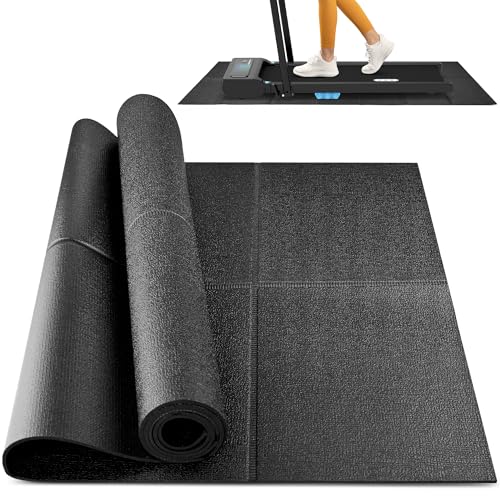 Foldable Rubber Treadmill Mat - Exercise Bike Mat with Waterproof - size: 68"L x 26.8"W x 0.2"Th