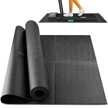Foldable Rubber Treadmill Mat - Exercise Bike Mat with Waterproof - size: 68"L x 26.8"W x 0.2"Th