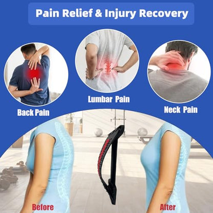 Back Stretcher, 3 Level Adjustable Lumbar Back Cracker Board, Relief for Lumbar Area Pain, Scoliosis Aid, Spine, Herniated Disc, Lumbar Support Board, Extra NBR Pad & Silicone Pad (Red)