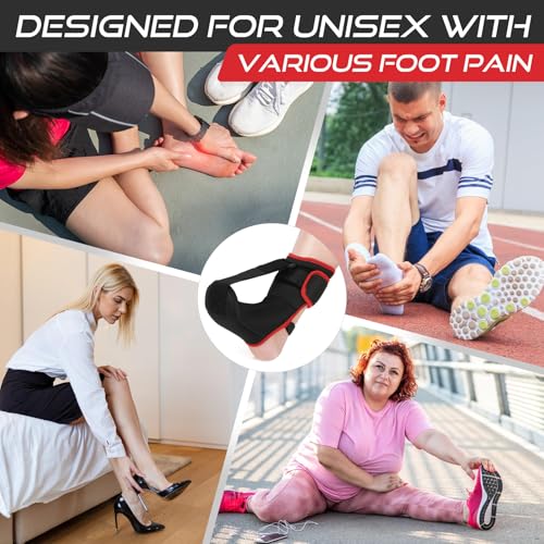 Plantar Fasciitis Night Splint Sock: Soft Plantar Fasciitis Brace with Arch Support for Sleeping Achilles Tendonitis Foot Drop Heel Pain - Plantar Fasciitis Relief for Women and Men Black-Red (Medium)