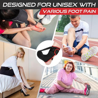 Plantar Fasciitis Night Splint Sock: Soft Plantar Fasciitis Brace with Arch Support for Sleeping Achilles Tendonitis Foot Drop Heel Pain - Plantar Fasciitis Relief for Women and Men Black-Red (Medium)