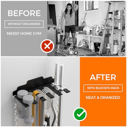 Barbell Wall Holder,Single Barbell wall Mount Hanger,Garage Gym Bar Wall Rack,Vertical Olympic Hanger wall Mount Rack,Space Saving Gym Accessory,Holds Under 33mm Bar Size(Black) - color: Black 6 hooks
