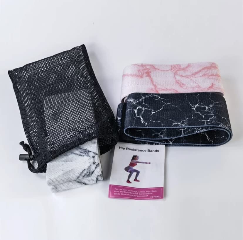 Resistance Band Set - Non Slip Cloth Exercise Bands to Workout Glutes, Thighs & Legs - Includes Booty Band Training Pamphlet for Gym & Home Fitness, Yoga, Pilates for Men/Women - 3 Levels