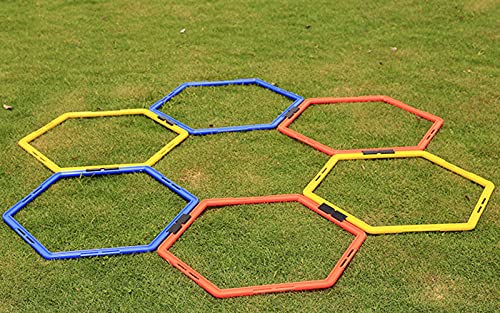 Hexagon Agility Ring Training Circle Ring Speed Agility Ladder Physical Training Ring Football Footwork Trainer Hurdles Agility Ladder Fitness Equipment Multicolor Training Ring 3Pcs