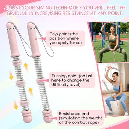 Adjustable Ropeless Battle Ropes for Home Gym, Heavy Duty Cordless Ropes Portable Arm Exerciser Rope Quiet Exercise Equipment with Variable Resistance Cardio & Muscle Training for HIIT