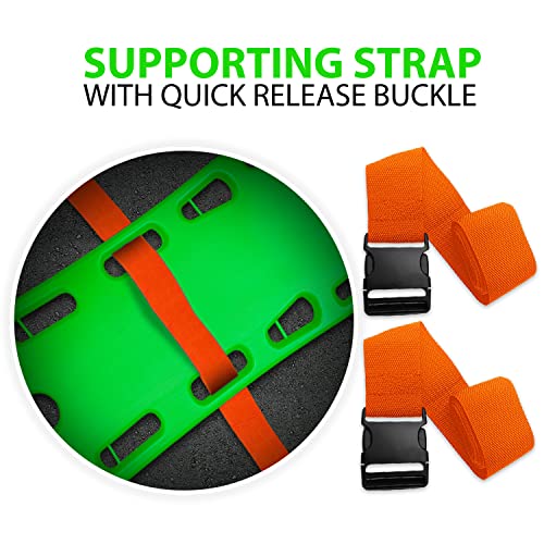 SURGICAL ONLINE First Responder EMT Backboard Spine Board Rescue Stretcher Immobilization with Head Bed and Spider Straps - Gift EMT Trauma Bag (Green) - color: Green