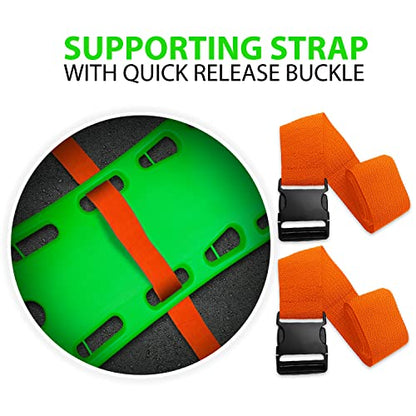 SURGICAL ONLINE First Responder EMT Backboard Spine Board Rescue Stretcher Immobilization with Head Bed and Spider Straps - Gift EMT Trauma Bag (Green) - color: Green
