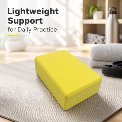 High Density EVA Foam Yoga Block Support and Stability for Stretching, Workout, Pilates at Home and Gym - color: Yellow