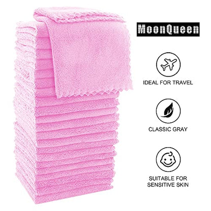 MOONQUEEN Ultra Soft Premium Washcloths Set - 12 x 12 inches - 24 Pack - Quick Drying - Highly Absorbent Coral Velvet Bathroom Wash Clothes - Use as Bath, Spa, Facial, Fingertip Towel (Frozen Berry)