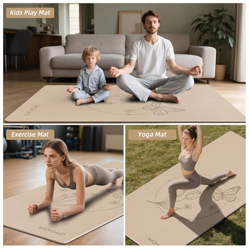 Large 76"x40"x0.4" Yoga Mat - color: Milk coffee