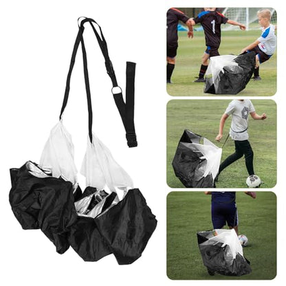 Resistance Training Parachute Running Drag Chute with Adjustable Waist Belt, Dual Black Resistance Chutes for Soccer Speed and Endurance Training, Youth and Adult Running Accessory