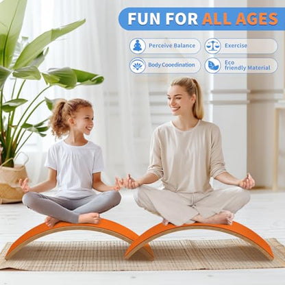 Wooden Wobble Balance Board for Kids, Balance Beam Rocker Board for Toddlers Adults, Montessori Waldorf Learning Toys for Yoga Exercise